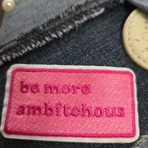 2 Pc Set Denim Patchwork Clutch And Matching Cuff Bracelet with Embellishments - Picture 6 of 9